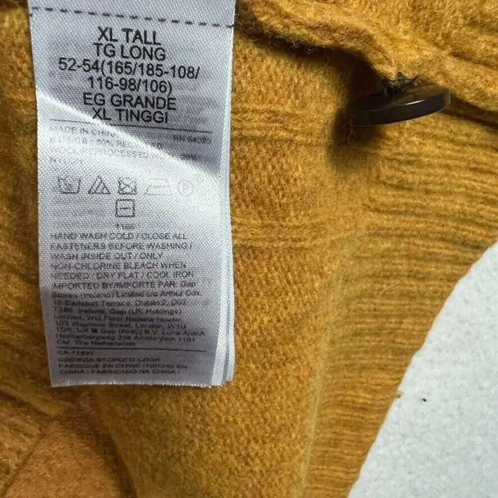 Banana Republic Sweater Men's XL Henley Mock Neck Mustard Yellow Wool